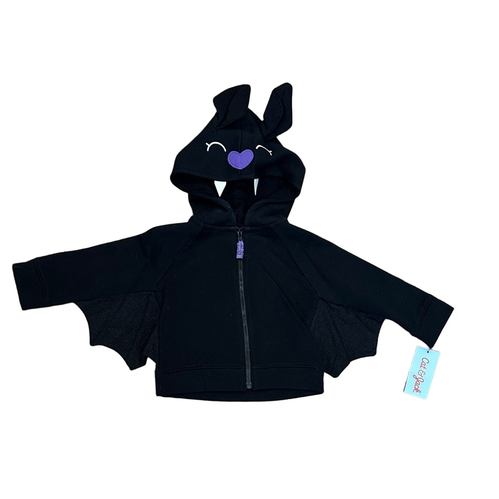NWT Cat & Jack Bat Wing Zip Up Hoodie Size 12 Months
